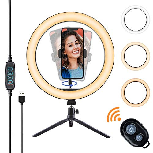 102 LED Ring Light Dimmable Desk Makeup Ring Light with Tripod Stand  Phone Holder for Live Streaming  YouTube Video Photography Shooting with 3 Light Modes  10 Brightness Level