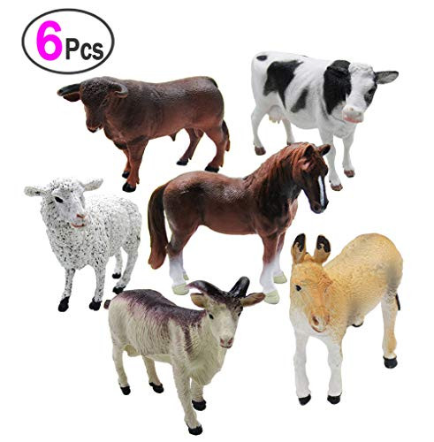 6 Piece Farm Animal Models Toy Set, Realistic Animals Action Figure Model, Educational Learn Cognitive Toys