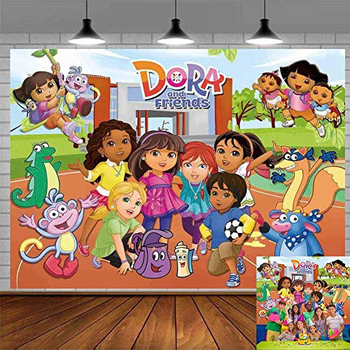 Dora Backdrop Birthday Party Backdrop for Photography Dora Explorer Backdrop Decorations for Party Dora Party Banner Photo Background