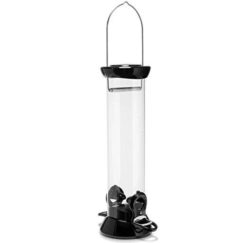 Droll Yankees Onyx Clever Clean and Fill Mixed Seed Bird Feeder 12 Inches 2 Ports Black