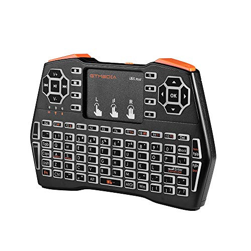 GTMEDIA 24G Mini Wireless Keyboard with Touchpad USB Rechargeable Backlit QWERTY Keypad Remote Controller 92 Keys Gaming Mouse Combo for LaptopSmart TV