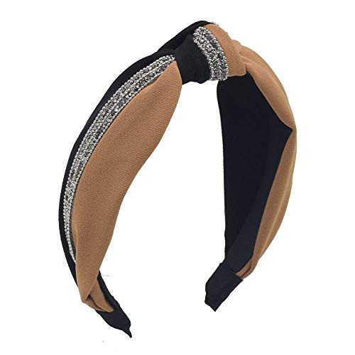 Knotted Headbands Rhinestone Headband for Women GirlsWide Striped Headbands Two Color Hairband Hair Hoops Head Band Turban Headband Hair BandBlack