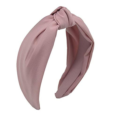 MHDGG 1Pcs Knotted Headbands for Women Turban Headbands for Women Wide Headbands for Women Knot Headband Solid Colors Hair Knotted Hair Band for Women HeadwearPink