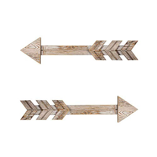 Wooden Arrow Wall Decor  Rustic Wood Arrow Sign Set of 2 Vintage White