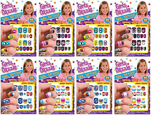JA-RU Girlz Dazzle Nail Tattoos Party Favor Bundle Pack