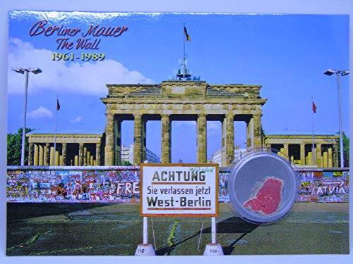 POSTCARD WITH SMALL AUTHENTIC PIECE OF THE BERLIN WALL Brandenburg GateDie MauerThe WallLe Mur Germany POSTCARD WITH SMALL AUTHENTIC PIECE OF THE BERLIN WALL Brandenburg GateDie MauerThe WallLe Mur Germany