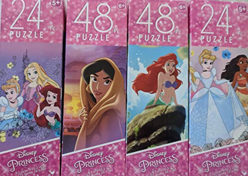 4 Factory Sealed 24 or 48 Piece Princess Jigsaw Puzzles Ages 5 9 x 10 Ariel Jasmine Moana Cinderella Rapunzel Tangled