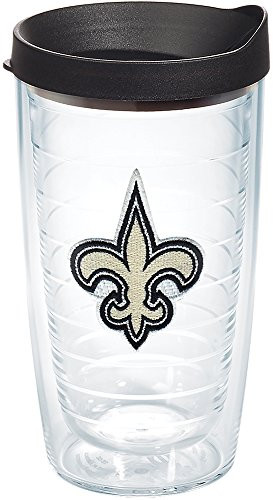 Tervis 1268393 NFL New Orleans Saints Primary Logo Tumbler with Emblem and Black Lid 16oz, Clear