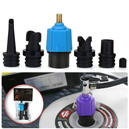 SUP Electric Pump Adaptor Compressor Air Valve Converter Multifunction Valve Adapter with 4 Air Nozzles for Halkey Roberts Valve Stand Up Inflatable Paddle Board Inflatable Bed Inflatable Boat