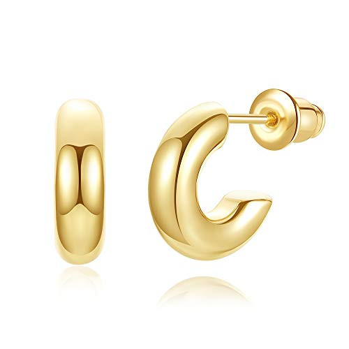 wowshow Chunky Thick Gold Mini Hoops Earrings Huggies