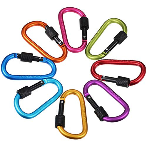 Vonpri Locking Carabiner Clip D Ring Spring Snap Key Chain Hook 3 Screw Gate Hook Travel Aluminum Carabiners 8Pack Colorful Vonpri Locking Carabiner Clip D Ring Spring Snap Key Chain Hook 3 Screw Gate Hook Travel Aluminum Carabiners 8Pack Colorful