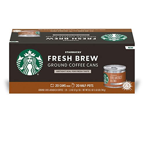 Starbucks Breakfast Blend Fresh Brew Ground Coffee Cans 20 ct