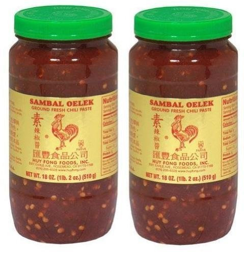 Huy Fong Sambal Oelek Ground Fresh Chili Paste Large 18 oz Jars 2 Pack Set of 2