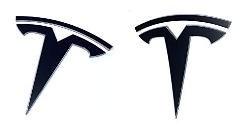 Custom Cut Graphics Tesla Model Y Logo Decal Wrap 4pc Set Satin Black