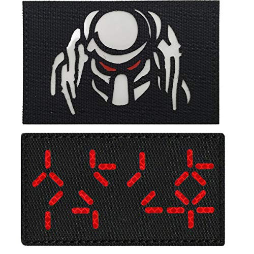 Reflective Predator Auto Destruction Display Alien Movie Arnold Patches with Hook and Loop Fastener Backing Sew on Patch 315 x 197 Inch 2PCS