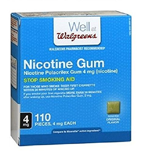 Walgreens Nicotine Polacrilex Gum 4 MG  Original Flavor  110 pieces Stop Smoking Aid