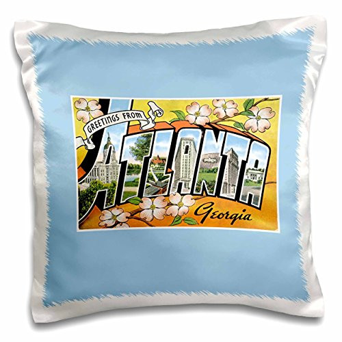 3dRose pc_169763_1 Greetings From Atlanta Georgia Bold Letters with Scenes of The City-Pillow Case, 16 by 16"