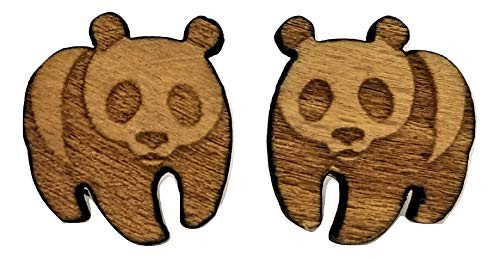 Panda Earrings  Wood Cutout  Stud Post Earrings  Pair!