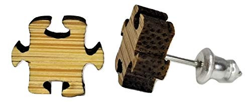 Puzzle Piece Earrings  Wood Cutout  Stud Post Earrings  Pair!
