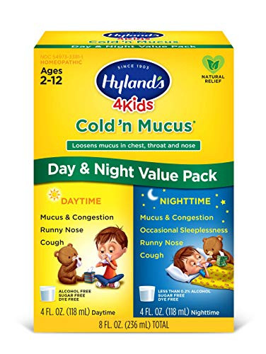Kids Cold Medicine and Mucus Relief for Ages 2 Hylands 4 Kids Cold n Mucus Day and Night Value Pack Syrup Cough Medicine for Kids Nasal Decongestant and Allergy Relief 4 Fl Oz Each