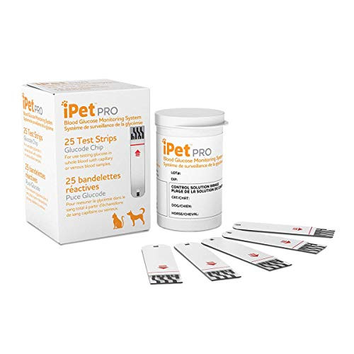 iPet PRO Blood Glucose Monitoring Test Strips  25 Count  Specifically Designed for Diabetic Dogs  Cats  Works with iPet PRO Blood Glucose Meter  Accurate Readings with Small Blood Sample