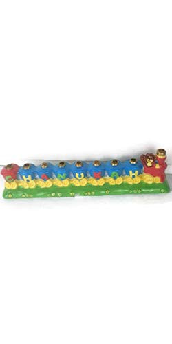 Russ Stoneware Teddy Bear and Train Menorah
