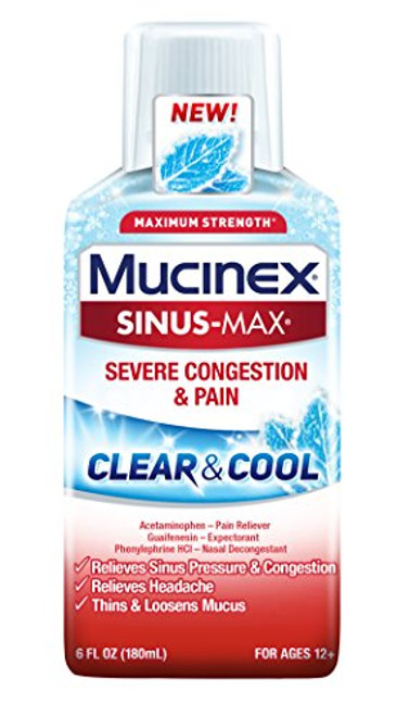 Mucinex SinusMax Clear  Cool Max Strength Severe Congestion  Pain Liquid 6oz
