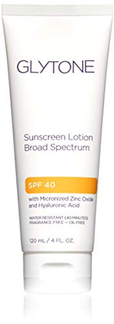 Glytone Sunscreen Lotion Broad Spectrum SPF 40 with Hyaluronic Acid and Micronized Zinc Oxide nonwhitening UVA  UVB Protection OilFree 4 oz