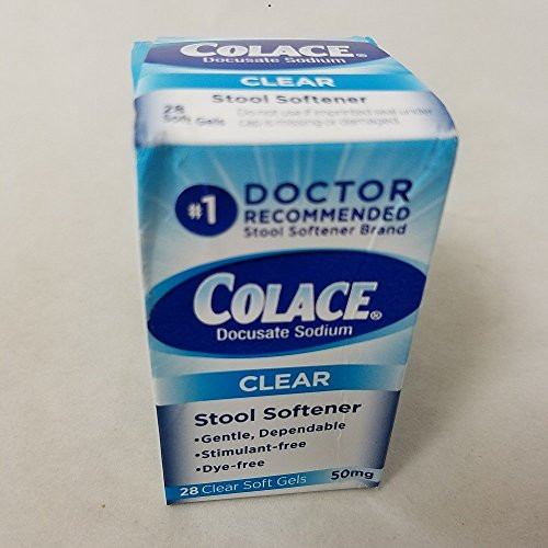 Colace Clear Docusate Sodium Stool Softener 50mg 28 Count Per Box 4 Pack