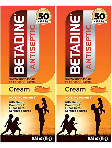 Betadine First Aid Cream Povidone Iodine Antiseptic 053 oz 2 Count