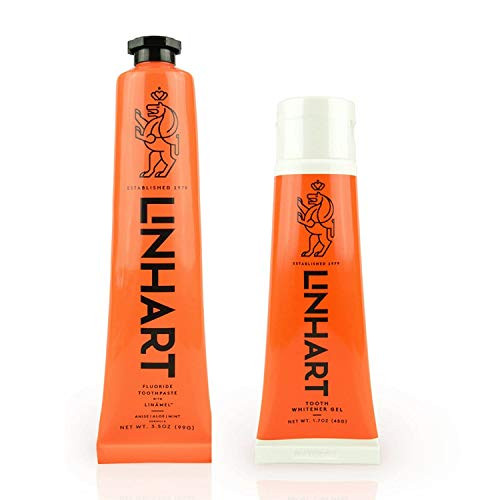 LINHART Linamel Mint Toothpaste and Whitener Gel Bundle 34 oz Tube of Whitening Toothpaste with 17 oz Tube of Whitener Gel