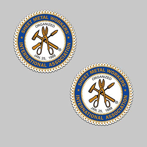 Sheet Metal Workers Union Hard Hat Sticker Decals Set of 2