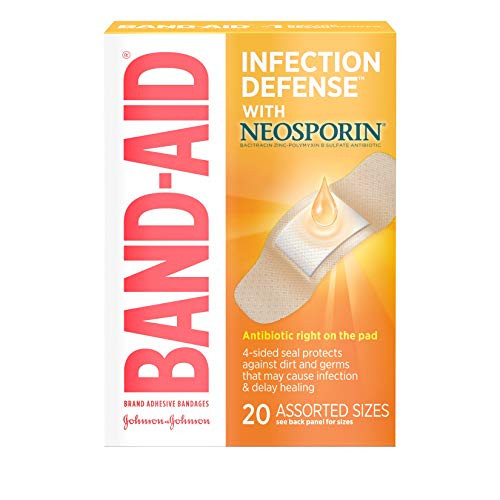 BandAid Brand Bandages with Neosporin Antibiotic Ointment Assorted Sizes 20 ct BandAid Brand Bandages with Neosporin Antibiotic Ointment Assorted Sizes 20 ct
