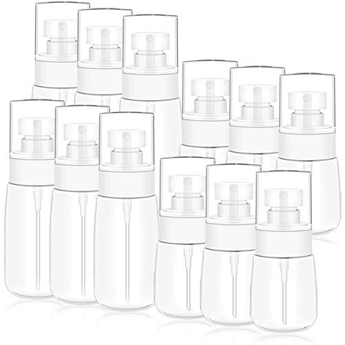 12 Pcs Travel Size Spray Bottles 1oz  2oz MEACOLIA Fine Mist Small Spray Bottle for Hair Empty Clear Plastic Mini Mister Spray Bottle Refillable Travel Containers for Cosmetic Skincare Perfume