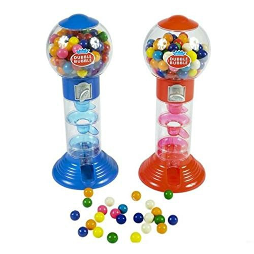 DUBBLE BUBBLE SPIRAL GUMBALL MACHINE BANK 10" w/gumballs
