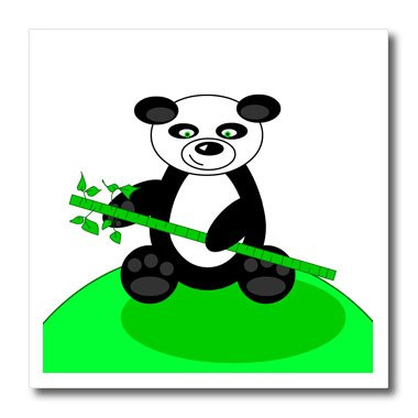 3dRose ht63283 Happy Panda Bear with Bamboo Iron on Heat Transfer for White Material 10 by 10Inch