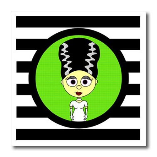 3dRose ht107702 Cute Bride of FrankensteinIron on Heat Transfer for White Material 6 by 6Inch