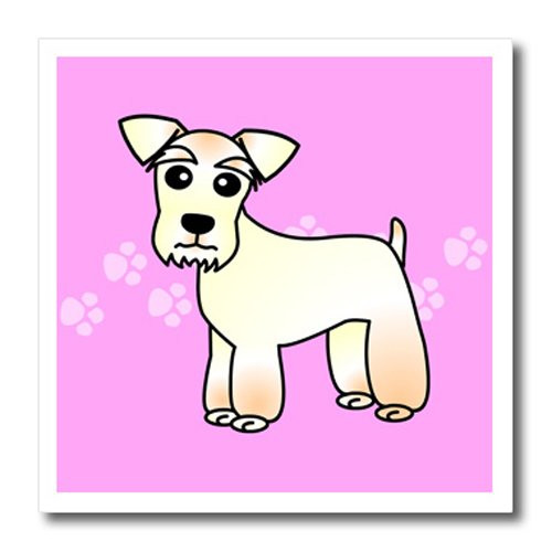 3dRose ht408971 Cute Miniature Schnauzer Wheaten Coat Cartoon Dog Iron on Heat Transfer for White Material 8 by 8Inch