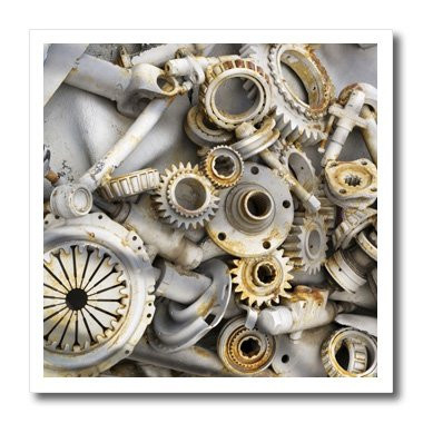 3dRose ht450072 Steampunk Rusty PartsIron on Heat Transfer for White Material 6 by 6Inch