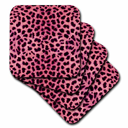 3dRose CST203413 Pink Cheetah Animal Print Ceramic Tile Coasters Set of 4