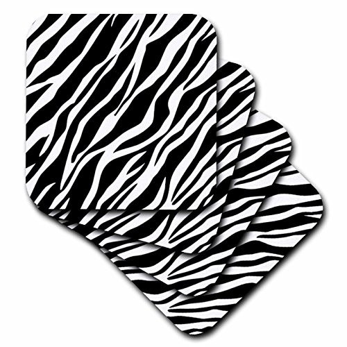 3dRose CST563024 Zebra Art Black and White Zebra Print Animal Prints Ceramic Tile Coasters Set of 8