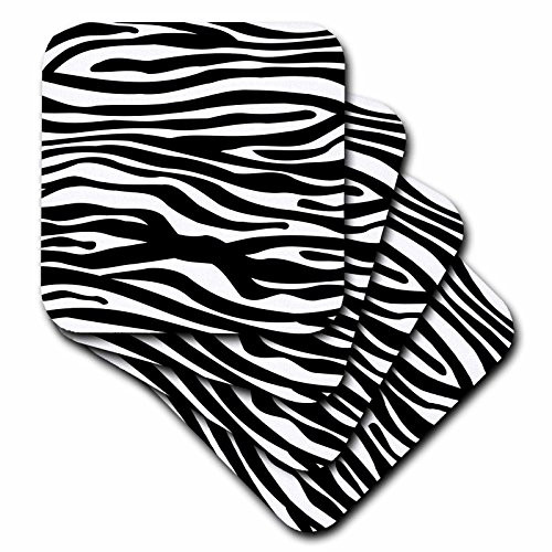 3dRose CST566764 Black and White Zebra Stripe Print Pattern Animal Print Collection Funky and Groovy Ceramic Tile Coasters Set of 8