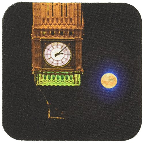 3dRose cst827452 London Big Ben Clock Tower The Moon EU33 DSI0001 David Slater Soft Coasters Set of 8