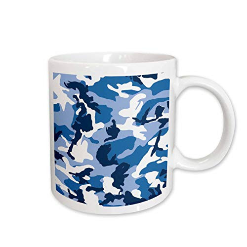 3dRose Blue Camouflage Print  Ceramic Mug 15 oz Multicolored
