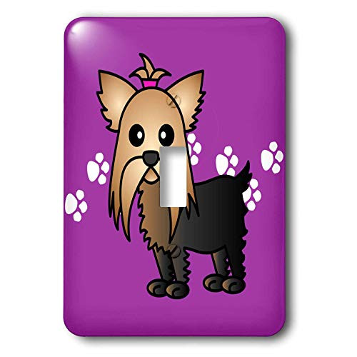 3dRose lsp108161 Cute Yorkshire Terrier Yorkie Purple With Paw Prints Single Toggle Switch