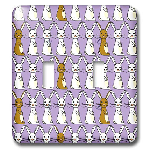 3dRose lsp121612 Cute Bunny Parade Purple Double Toggle Switch