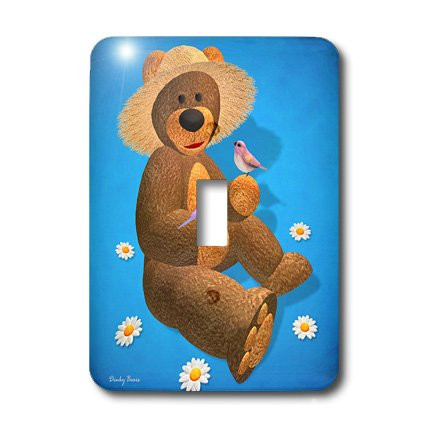 3dRose LLC lsp135191 Dinky Bear with Birds  Single Toggle Switch