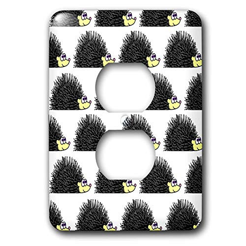 3dRose LLC lsp138516 Cute Hedgehog Print White 2 Plug Outlet Cover