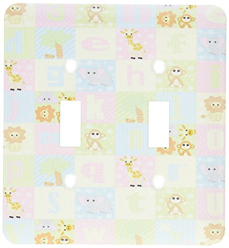 3dRose LLC lsp203582 Baby Jungle Animals Alphabet Print Double Toggle Switch