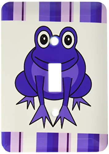 3dRose lsp246581 Cute Happy Purple Frog With Stripes Toggle Switch Multicolor